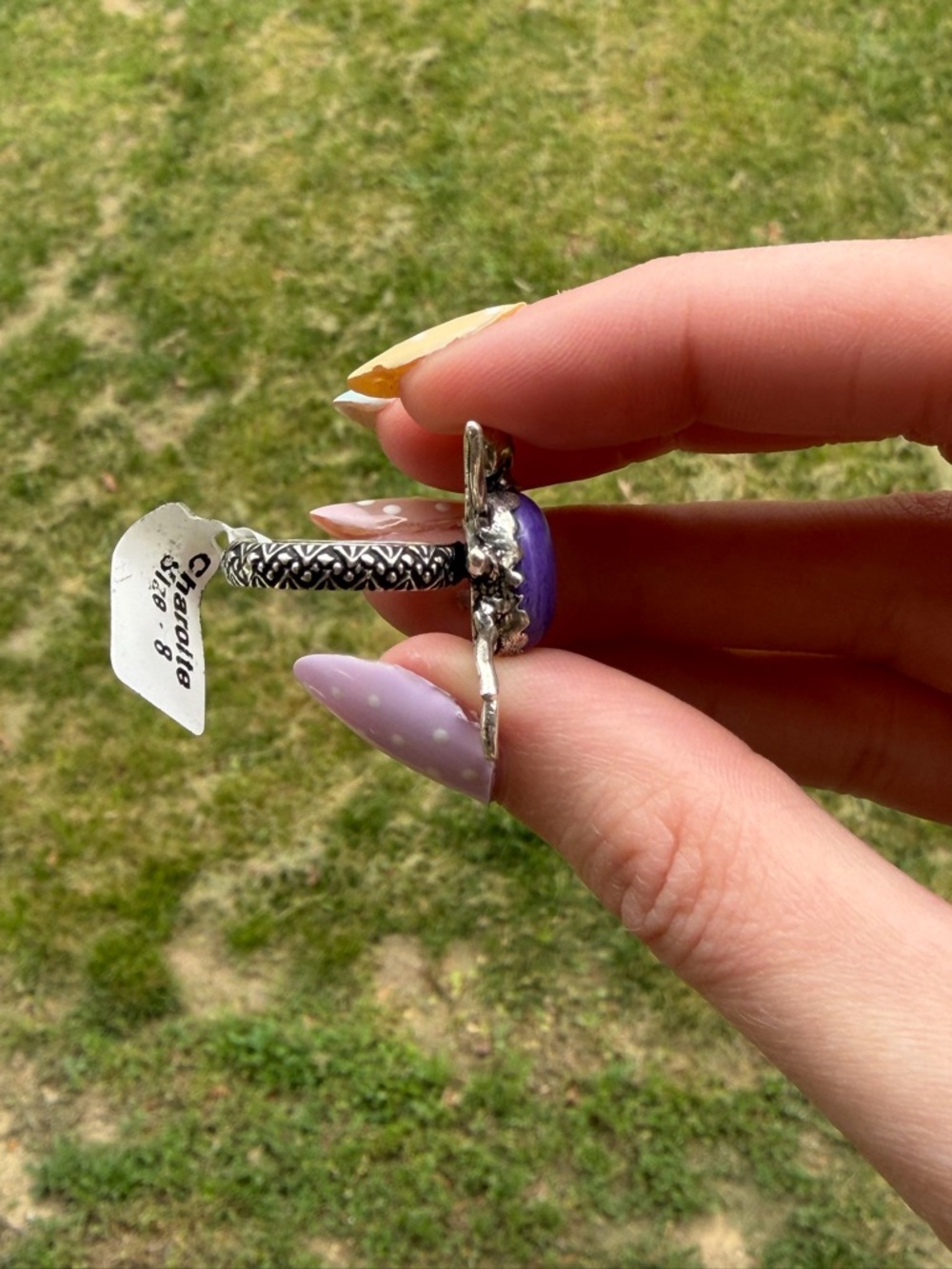 Silver Spider Ring with Purple Stone NWT - Picture 3 of 7